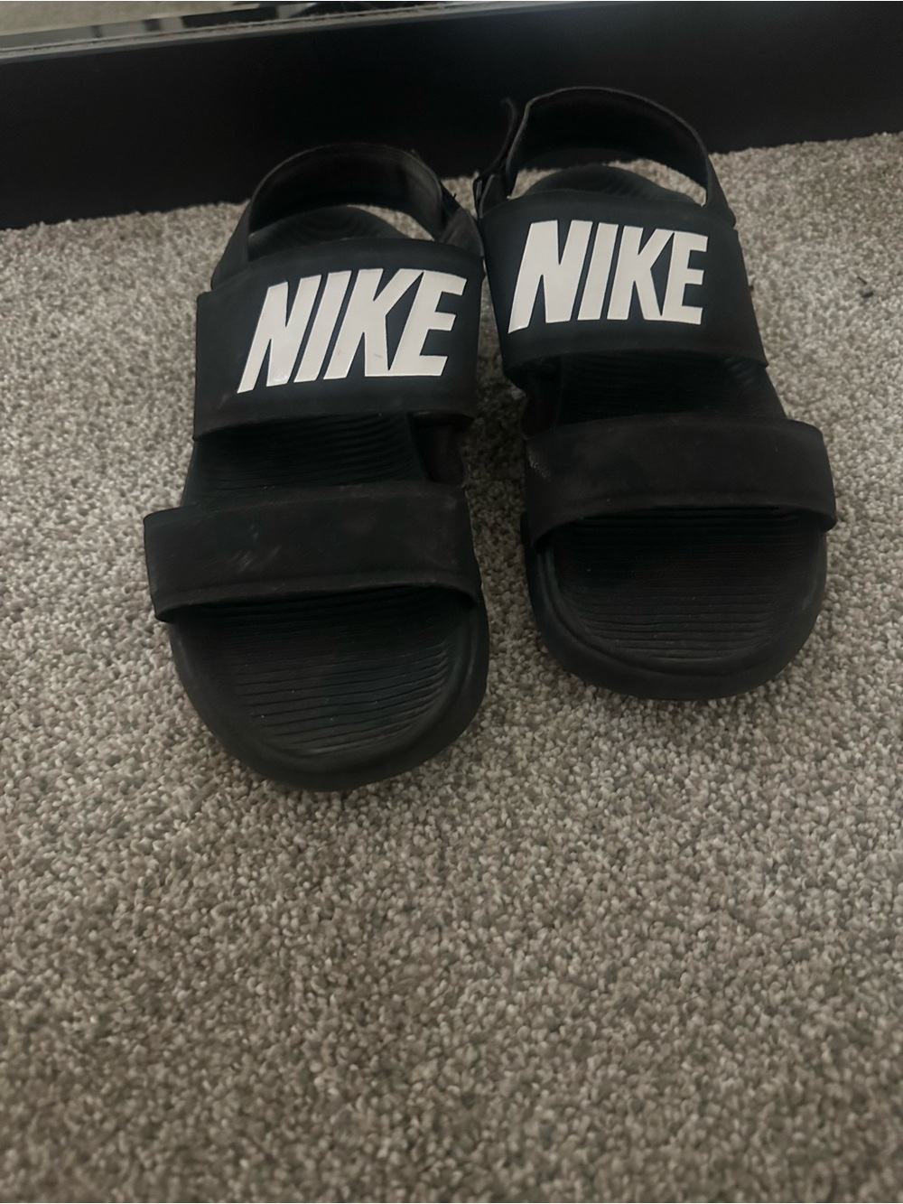 Nike Black women’s' Adjustable Slide Sandals with White Logo
